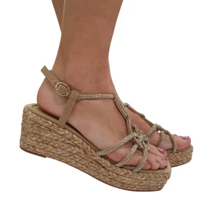 Alma en Pena Sandalo Donna Beige Glitter Oro Rif.446