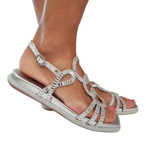 Alma en Pena Sandalo Donna Pelle Argento Pietre Argento  Rif.404