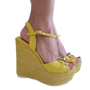 Andrea Pinto Sandalo Zeppa Giallo Donna Rif.981