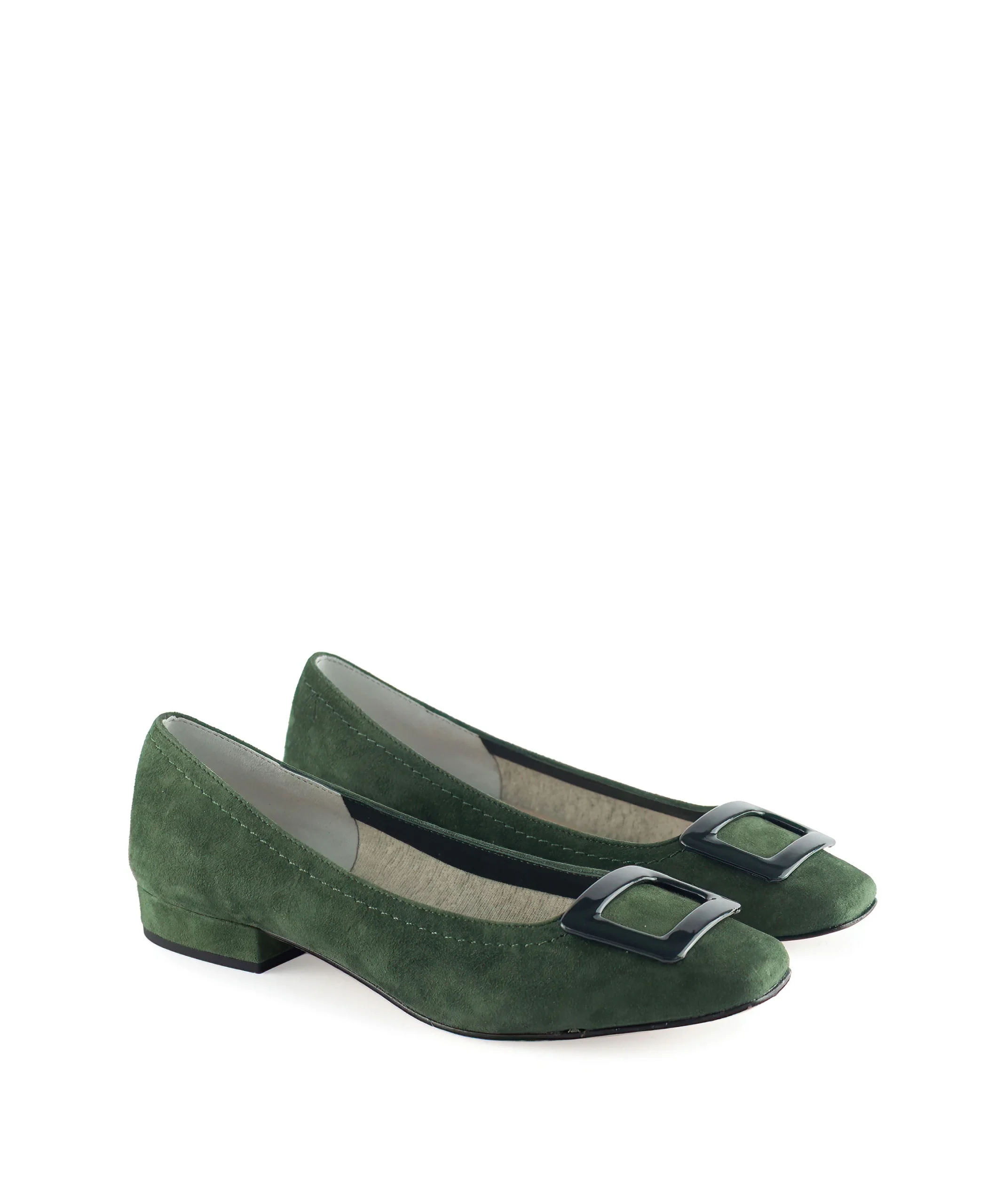 Ballerina punta quadrata con fibbia verde - immagine 3