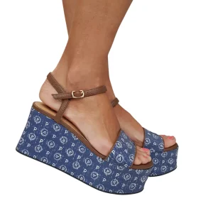 Pollini Sandalo Donna Cuoio e Jeans Rif.526